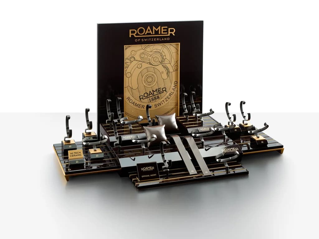 Roamer of Switzerland: Watch display produced by Casadevall Group.
