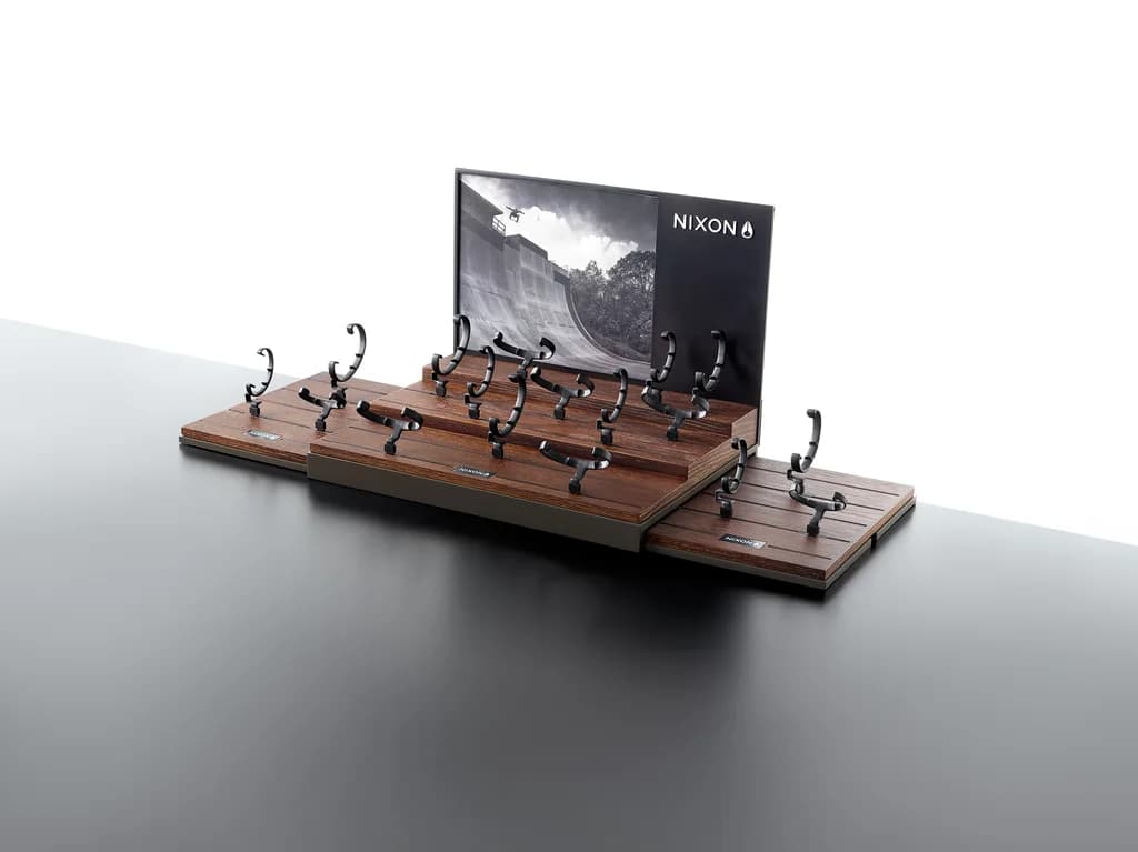 Nixon: Wooden platform display produced by Casadevall Group.